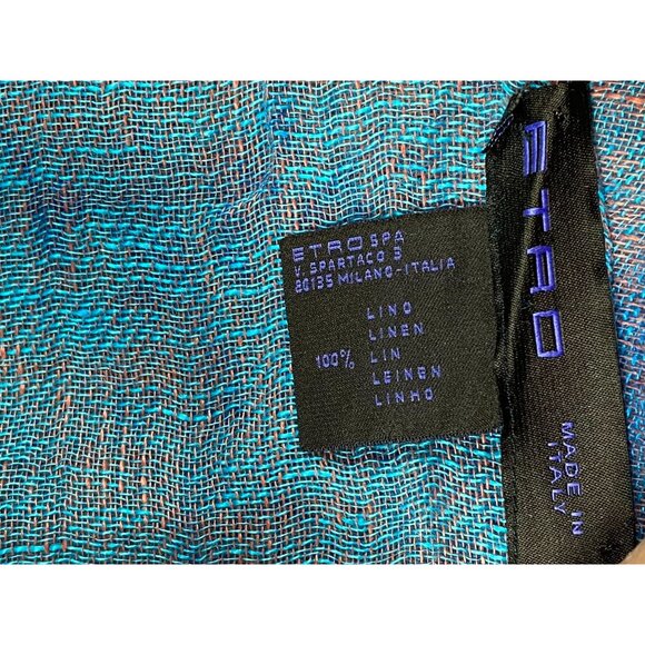 Etro Spa 100% Linen Paisley Pattern Lightweight Scarf Purple Made in Italy F304 - Picture 4 of 7